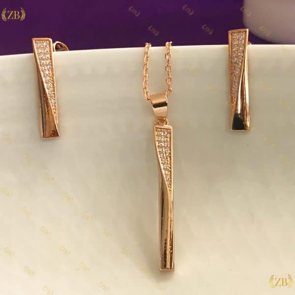 Shimmer Element Rose Gold Pendant Set - Image 4