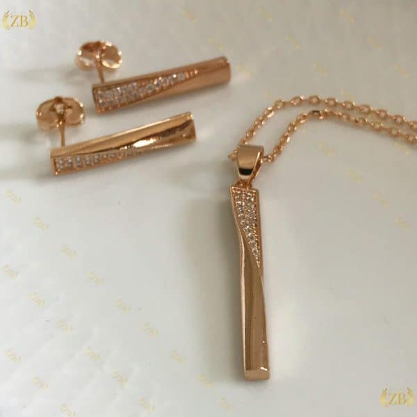 Shimmer Element Rose Gold Pendant Set - Image 3