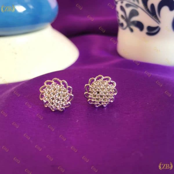 Rhodium Filigree Crystal Stud Earrings