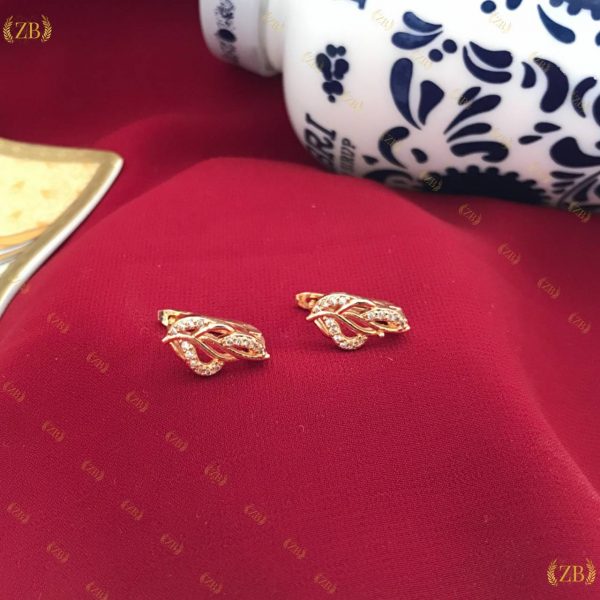 Gold Tone Leaf Studs - Image 3