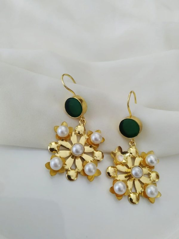 Pearl Embrace Semi-precious Stone Handmade earrings