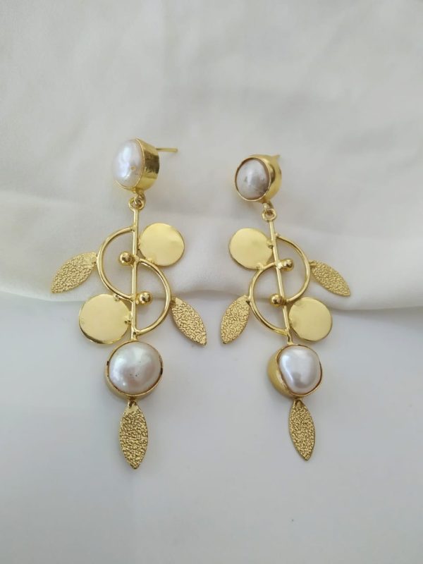 Celestial Pearls Handmade Gold Tone earings