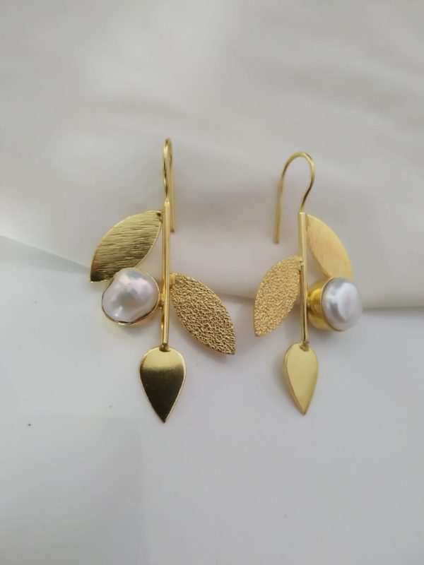 Gleaming Petals Handmade Gold tone earrings